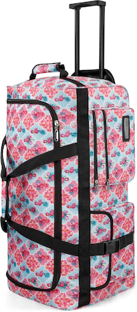 Rosa-Blaue Reisetasche mit Rollen und Muster
