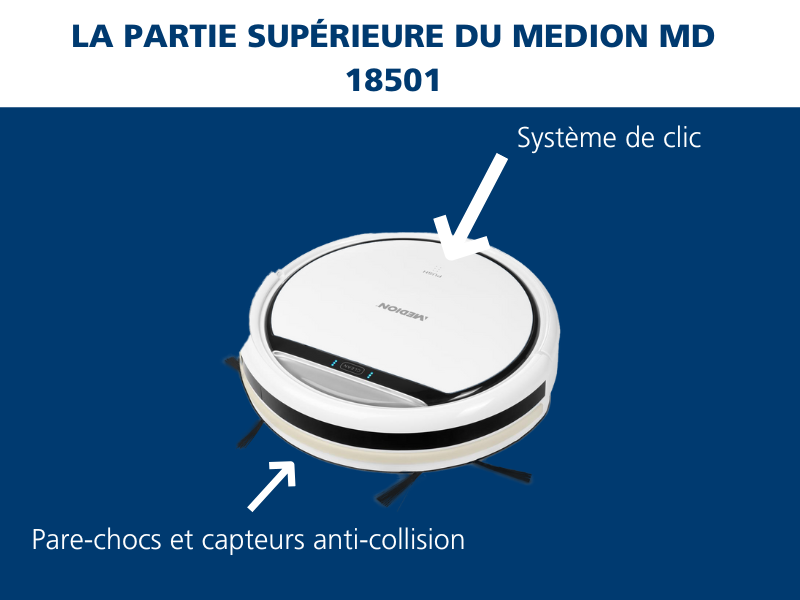 Partie supérieure de l’aspirateur robot