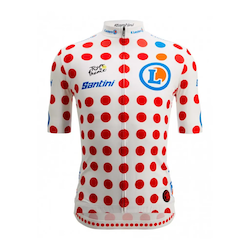 Fahrradtrikot Tour de France Weiß Rot gepunktet Santini
