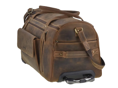 Braune Lederreisetasche mit Rollen