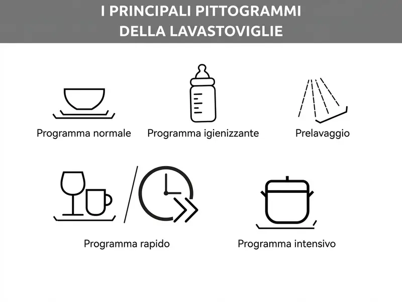 Grafico dei pittogrammi della lavastoviglie