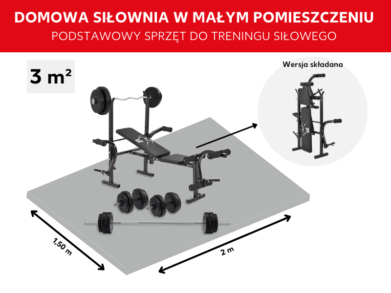 Domowa siłownia do treningu siłowego na małej przestrzeni