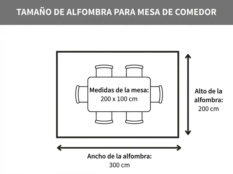 Tamaño de alfombra para mesa de comedor