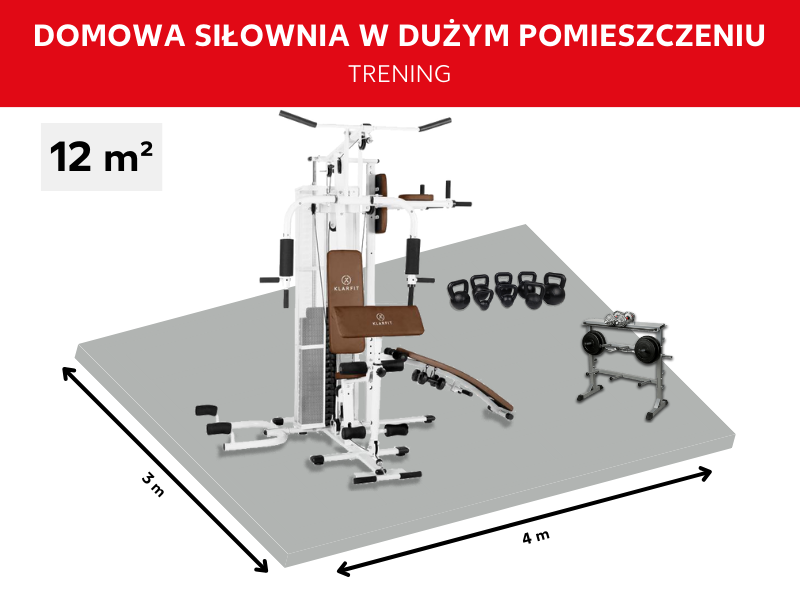 Domowa siłownia do treningu siłowego na dużej przestrzeni