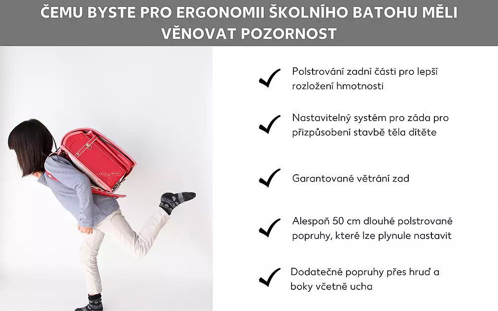 Kritéria pro ergonomii školních batohů