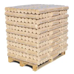 Palette mit Holzbriketts