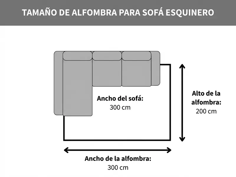 Tamaño de alfombra para sofá rinconera