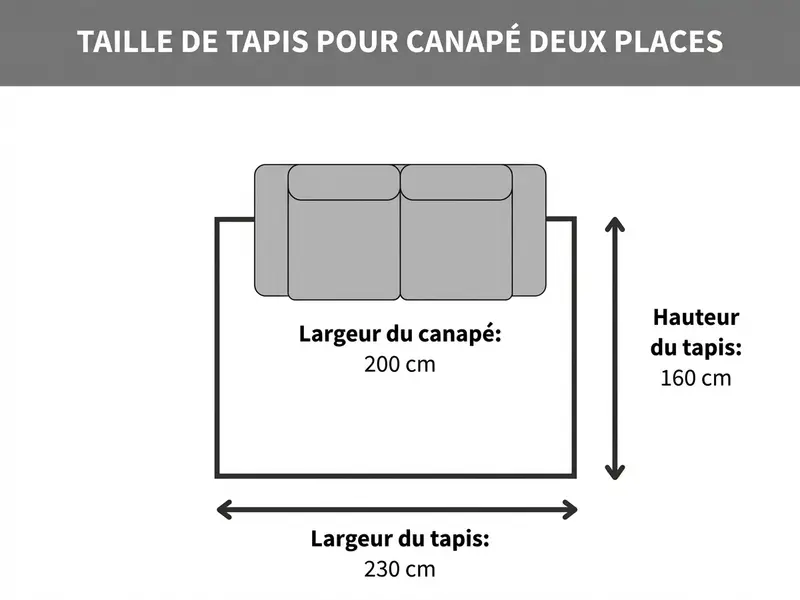 Taille de tapis pour canapé deux places