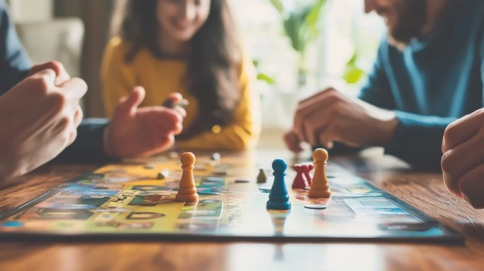 Familie beim Brettspielspielen