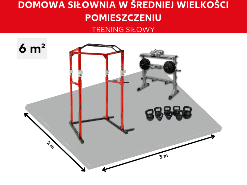 Domowa siłownia do treningu siłowego na średniej wielkości przestrzeni