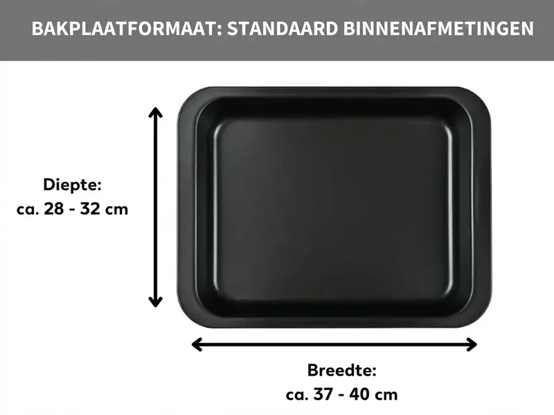 Afmetingen bakplaat: standaard binnenmaten