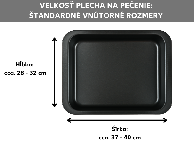 Veľkosti plechov na pečenie: Štandardné vnútorné rozmery