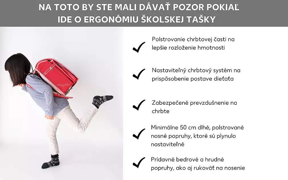 Kritéria pre ergonómiu školských tašiek