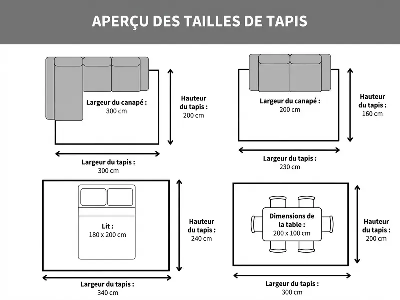 Aperçu des tailles de tapis