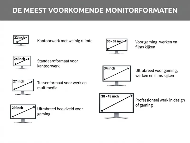 Monitorgroottes in één oogopslag