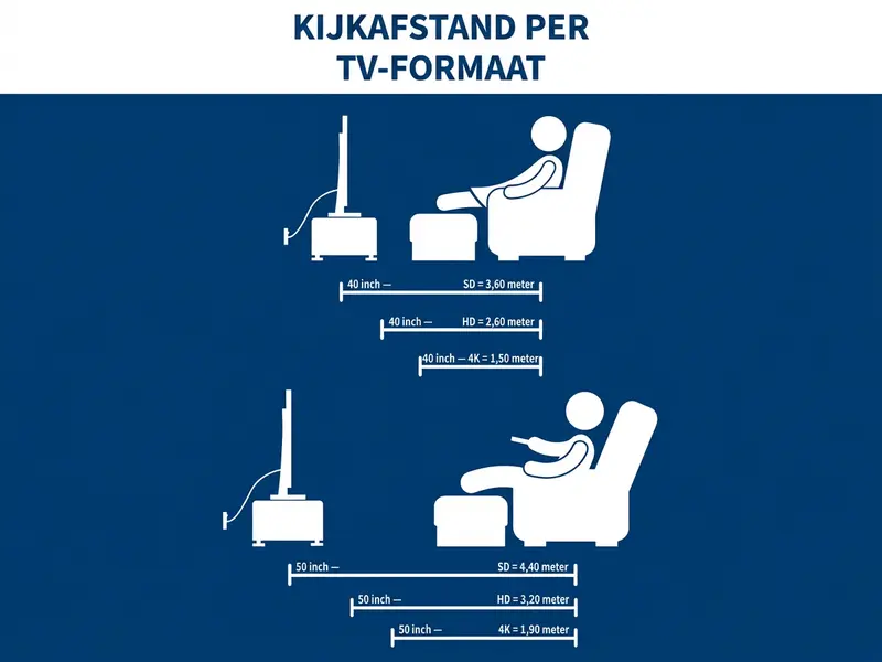 Kijkafstand bij verschillende tv-formaten