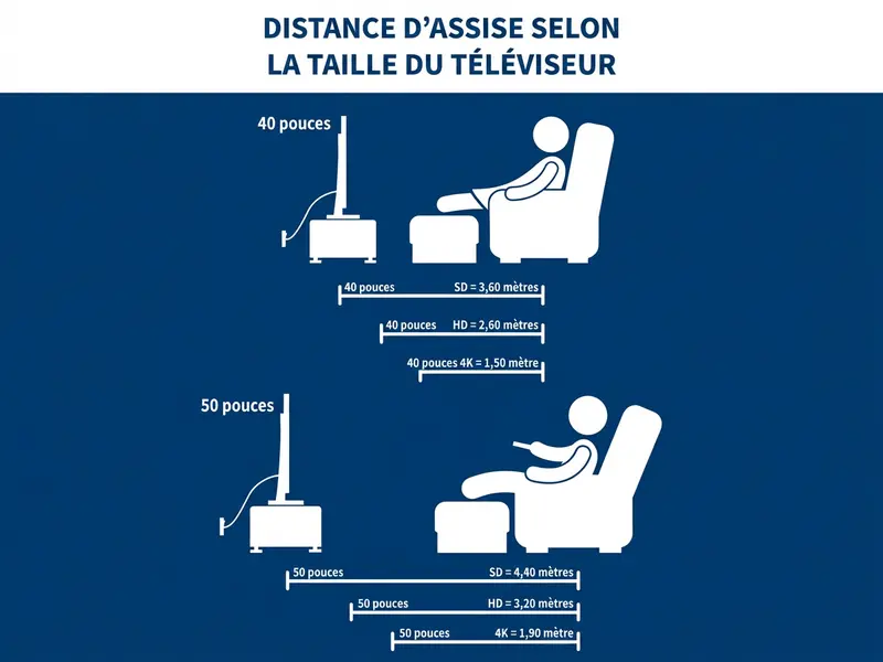 Distance de visionnage selon les différentes tailles TV