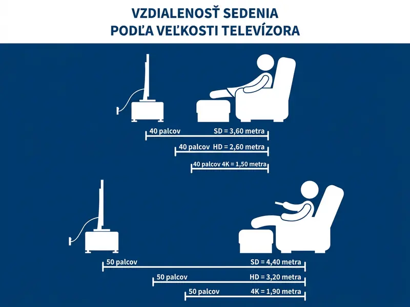 Vzdialenosť od televízora pri rôznych veľkostiach