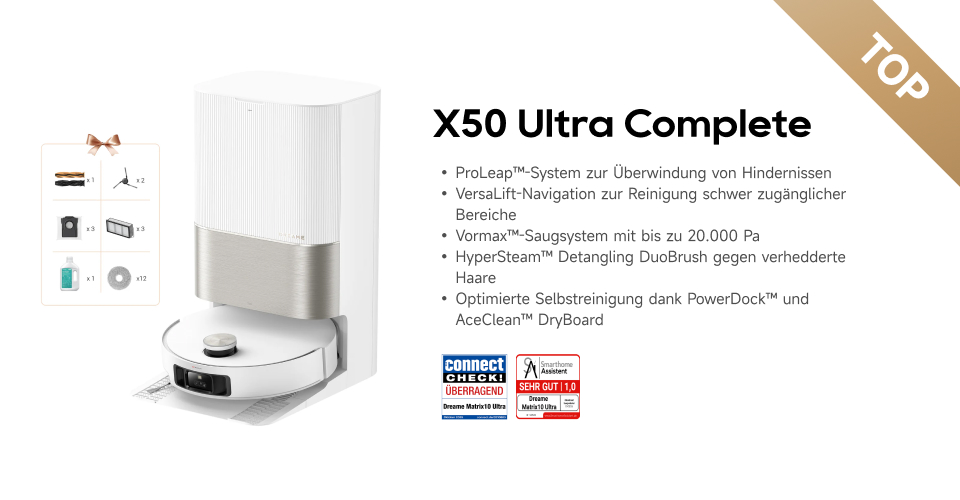Werbung: TOP-Saugroboter X50 Ultra Complete. Mit Station, Zubehör-Paket, 20.000 Pa & Hindernisüberwindung. Sehr gut getestet.