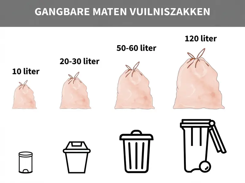 Overzicht vuilniszakken maten