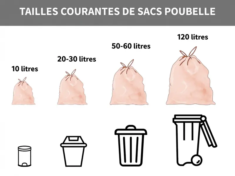 Aperçu des tailles de sacs poubelle