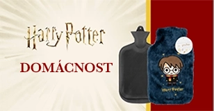 Reklama: Domácnost Harry Potter. Na obrázku je termofor s plyšovým obalem s motivem kresleného Harryho Pottera.