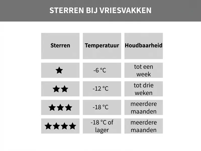 Sterrenaanduiding bij vriesvakken