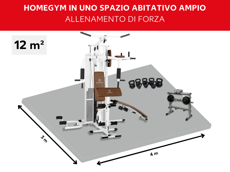 Arredare una palestra in casa per sollevamento pesi in uno spazio grande