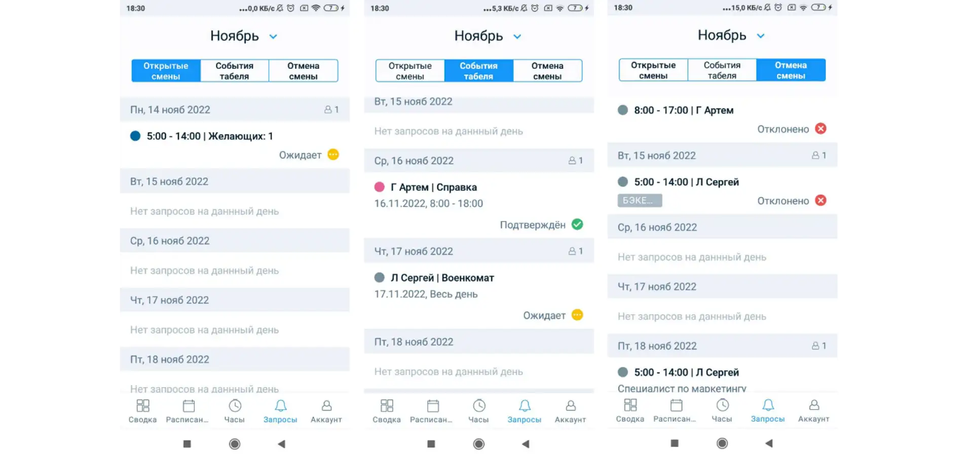 Запросы в мобильном приложении