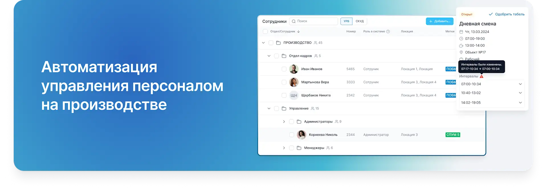 Автоматизация управления персоналом на производстве