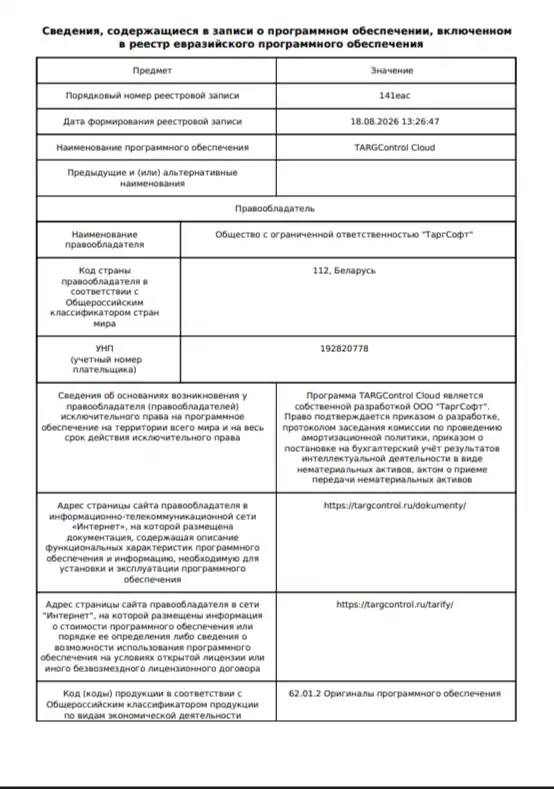 TARGControl Минцифры
