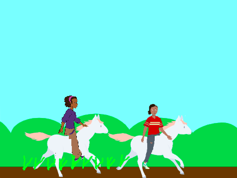 One project included a Scratch animation of two friends horse riding together