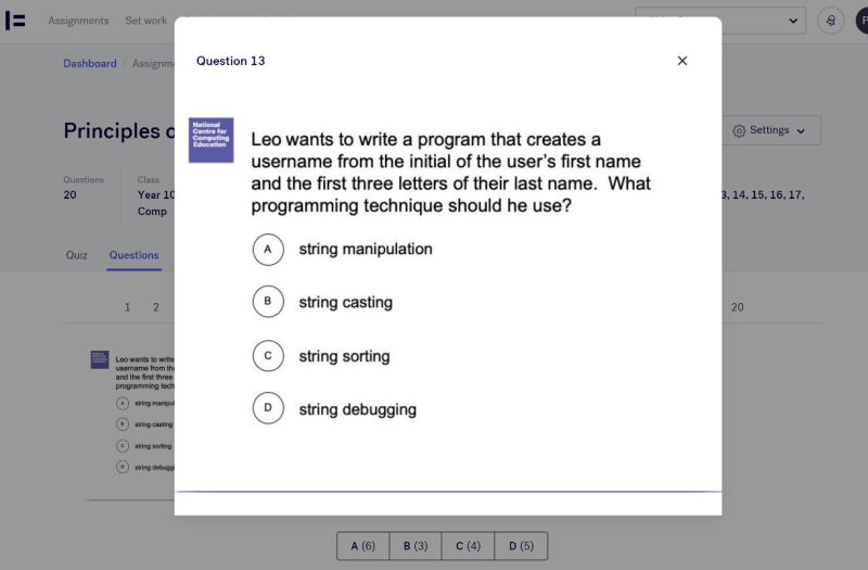 A question from the programming skills diagnostic test