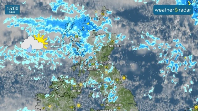 Heavy showers will continue through the afternoon, perhaps thundery for north-west Scotland.