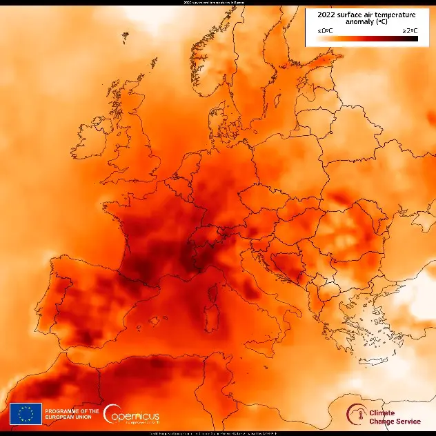 Temperature map of Europe