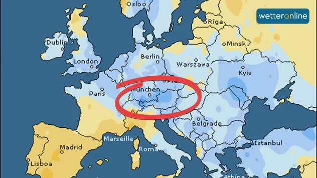 Niederschlagsabweichung in Europa für April 2023