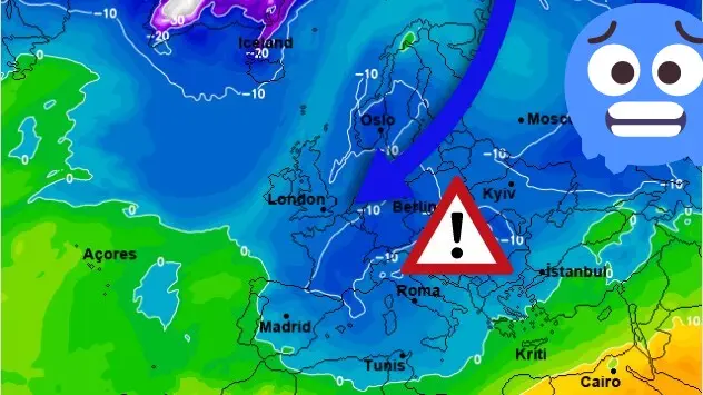 Exemple d'une masse d'air froid en Europe
