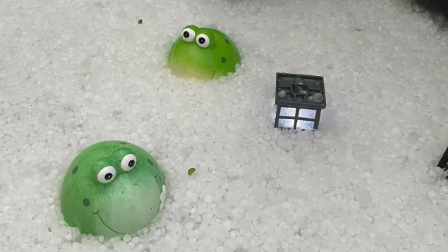 Hagelmassen gibt es auch in Stockach am Bodensee.