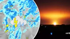 WetterRadar und Feuerball über England