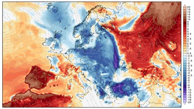 Odstupanje temperature u Evropi