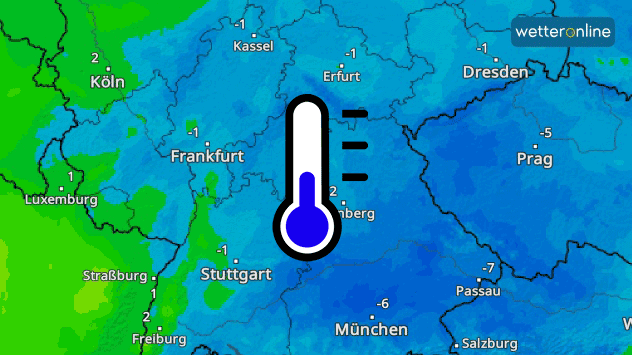 Am späten Montagnachmittag lagen die Temperaturen noch meist im Frostbereich, wie im TemperaturRadar zu sehen ist.