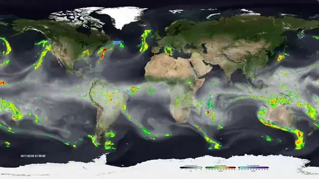 Râurile atmosferice au loc în toată lumea, în această imagine a Pământului din februarie 2017. 