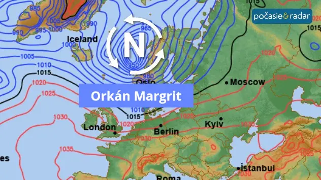 Die Karte zeigt den Luftdruck des Tiefs am Mittwoch. Im Zentrum des Tiefs sind ist sogar ein Druck von unter 950 hPa (Hectopascal) denkbar.