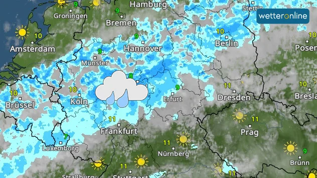 Laut WetterRadar kann es am Freitag von Ostwestfalen bis nach Südniedersachsen länger regnen.
