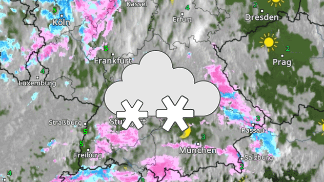 WetterRadar: In den magenta farbigen Gebieten schneit es. (Stand: 06:05 Uhr)