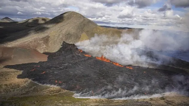 Imediat după ce a început erupția Fagradalsfjall, în mai 2021.