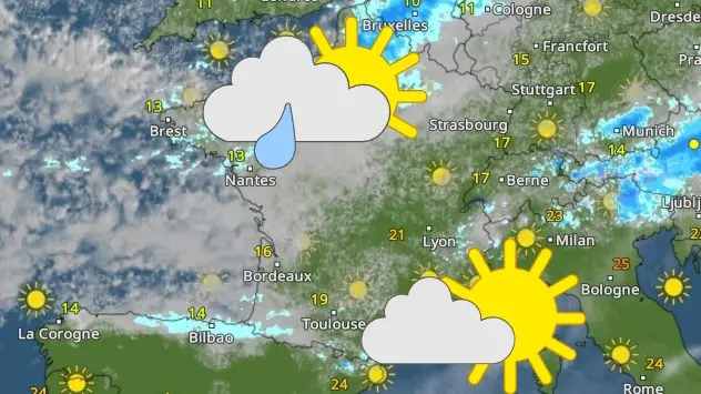 Carte du radar météo pour le lundi 15 avril