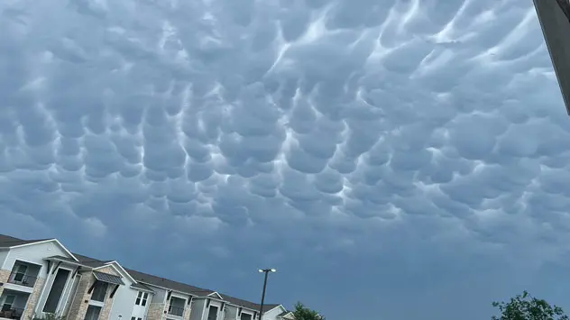 Mammatus clouds spotted south of Rockwall, Texas.