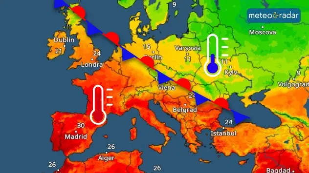Europa este traversată de o graniță între două fronturi atmosferice