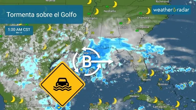 Baja presión se mueve sobre el Golfo de México y su energía pasará al este de Florida.